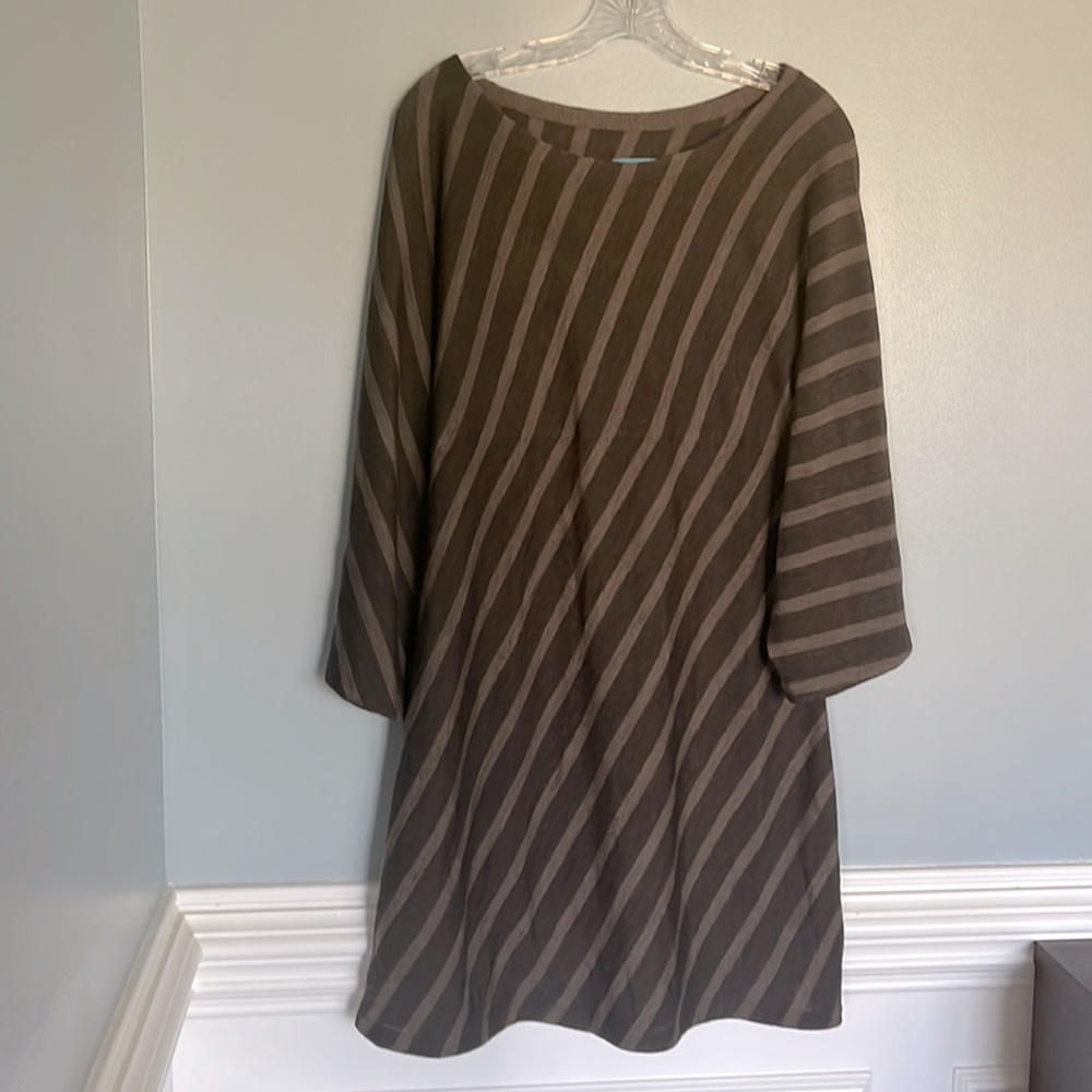 Alice + Olivia Brown Striped Wool Dress sz L